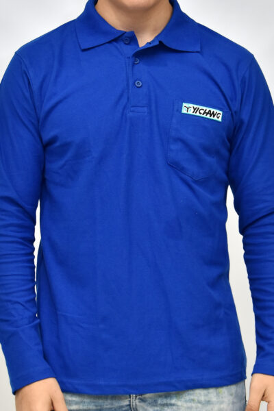 Polo Piqué Azul | Manga Larga | Tejido 30/1